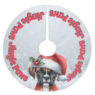 Jingle Paws and Boxer Dog Joy  Brushed Polyester Tree Skirt
