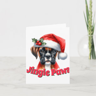 Jingle Paws And Boxer Dog Joy Card
