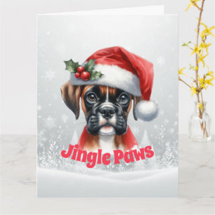 Jingle Paws and Boxer Dog Joy Holiday Card