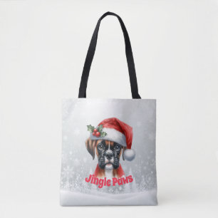 Jingle Paws and Boxer Dog Joy  Tote Bag