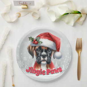Jingle Paws Boxer Dog  Paper Plate