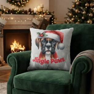 Jingle Paws Boxer Dog Throw Pillow