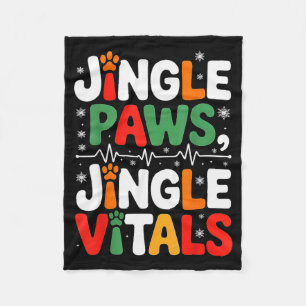 Jingle Paws Jingle Vitals Funny Vet Nurse Xmas  Fleece Blanket