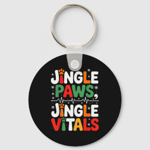 Jingle Paws Jingle Vitals Funny Vet Nurse Xmas Keychain