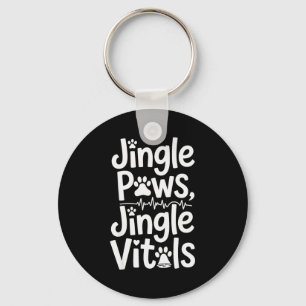 Jingle Paws Jingle Vitals Funny Vet Nurse Xmas Keychain