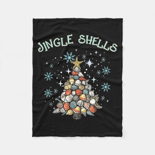 Jingle Shells Christmas Tree Snowflakes Celebratio Fleece Blanket (Front)