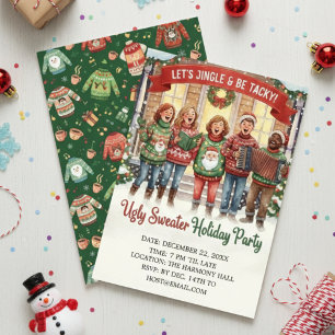Jingle & Tacky Ugly Sweater Holiday Caroler  Invitation