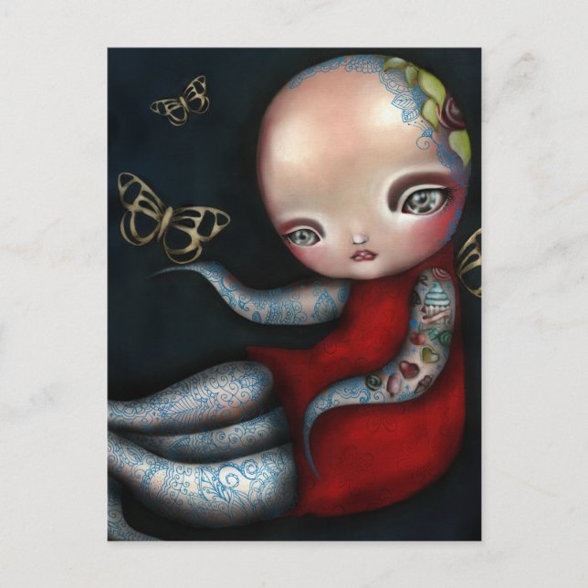 Jinxi Octopus Tattoo Girl Postcard (Front)