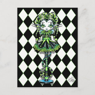 Jinxy Harlequin Pixie Stick Jester Fairy Postcard