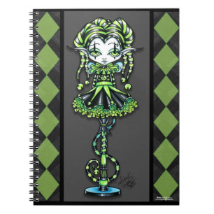 Jinxy Pixie Stick Green Jester Fairy Notebook