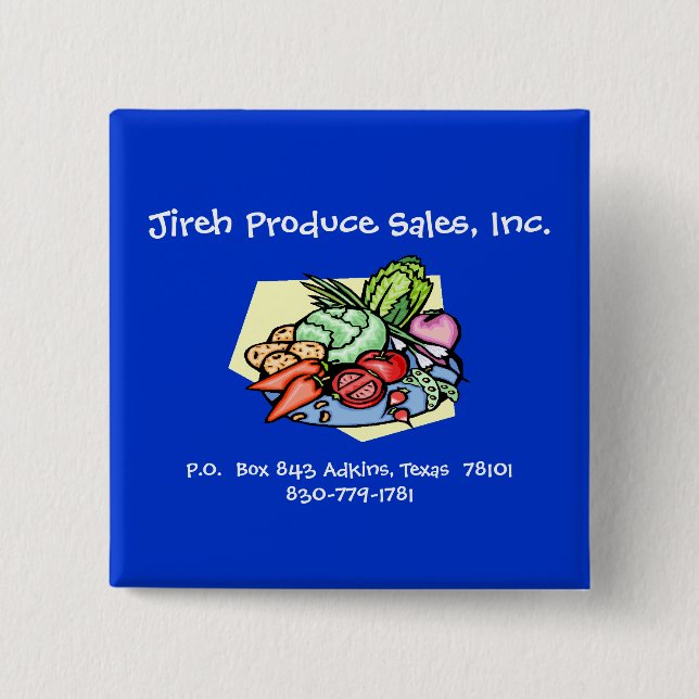 Jireh Produce 2 Inch Square Button (Front)