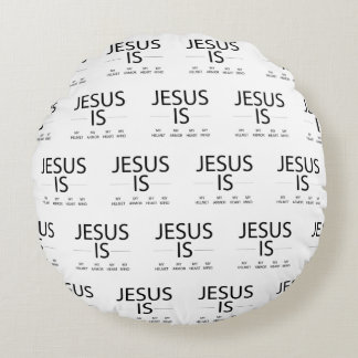 JISMHMAMHMM Pattern {All Black} Round Pillow