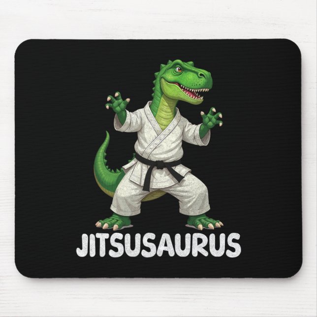 Jitsusaurus Dinosaur Karate Martial Arts Fun Enthu Mouse Pad (Front)