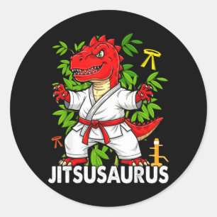 Jitsusaurus Funny Jiu Jitsu Trex MMA Brazilian Classic Round Sticker