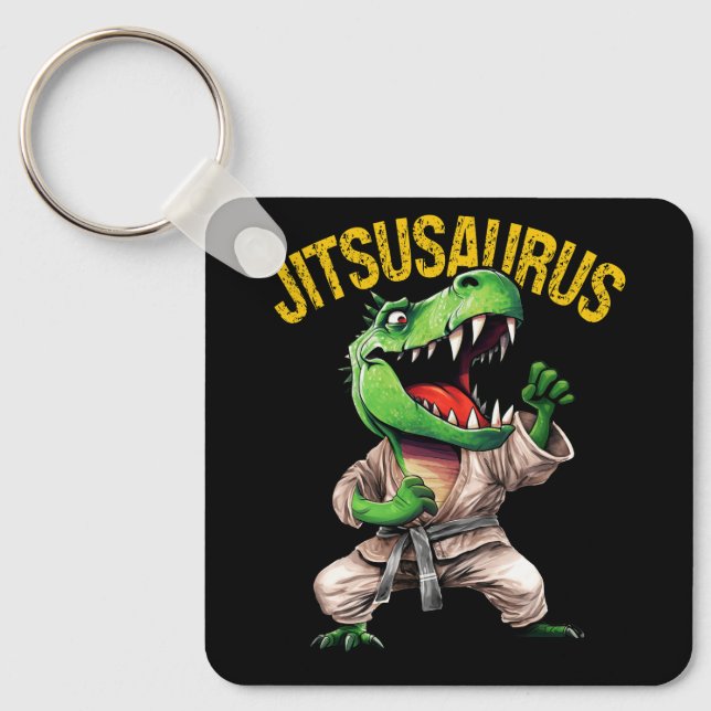 Jitsusaurus Martial Art Brazilian Jiu Jitsu Trex B Keychain (Front)