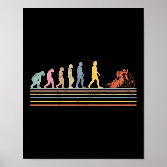 Jiu Jitsu Bjj Jiu Jitsu Evolution Evolution Retro Poster (Front)