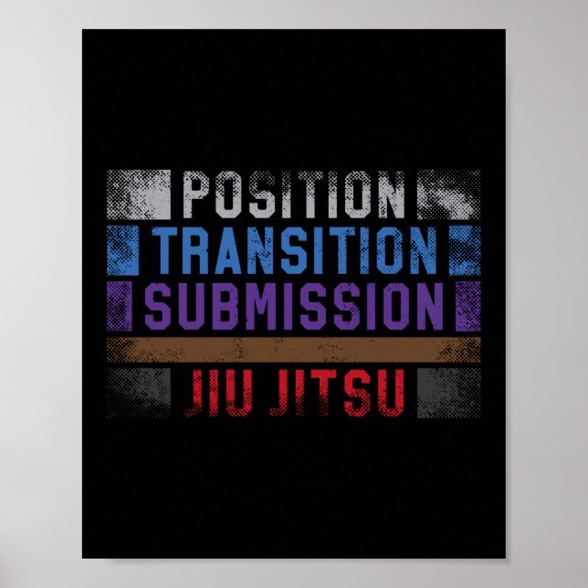 Jiu Jitsu Bjj Position Transition Submission Jiu Poster (Front)