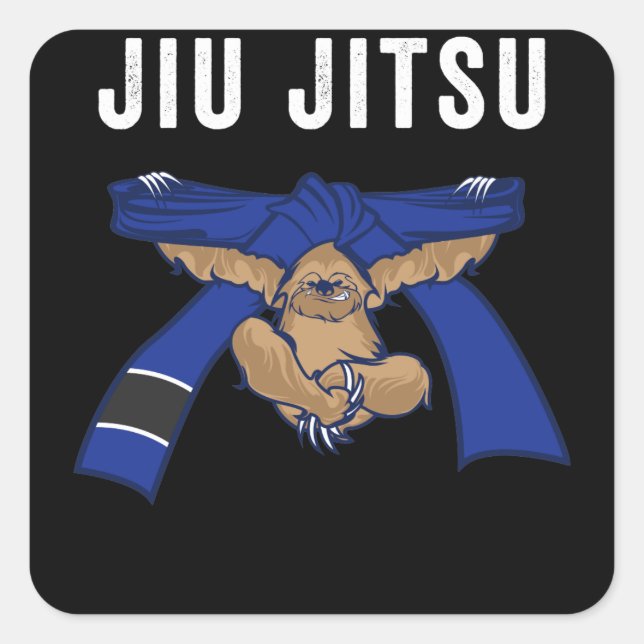 Jiu Jitsu BJJ Sloth Jiu Jitsu  Blue Belt with Square Sticker (Front)