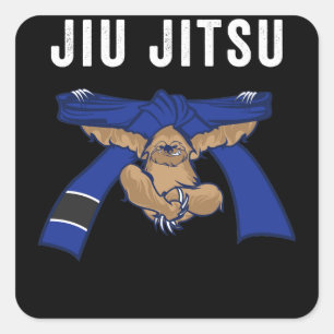 Jiu Jitsu BJJ Sloth Jiu Jitsu  Blue Belt with Square Sticker