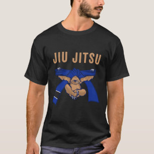 Jiu Jitsu Bjj Sloth Jiu Jitsu Blue Belt With Text  T-Shirt