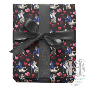 Jiu Jitsu BJJ Valentine Gift Wrapping Paper Black