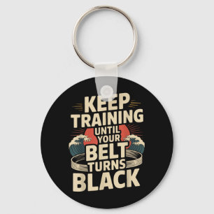 Jiu Jitsu Black Belt Retro Vintage Keep Training Keychain