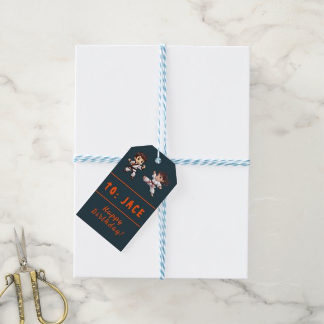 Jiu Jitsu Champ Birthday Party Gift Tag (With Twine)
