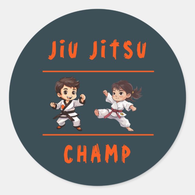 Jiu Jitsu Champ Birthday Party Sticker (Front)