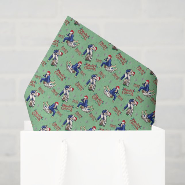 Jiu Jitsu Christmas Tissue Paper in Green (Gift Bag)
