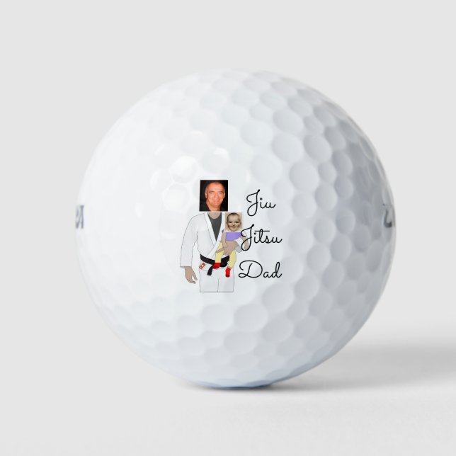Jiu Jitsu Dad Custom Photos and Handwritten Text Golf Balls (Front)