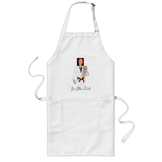 Jiu Jitsu Dad Custom Photos and Handwritten Text Long Apron (Front)