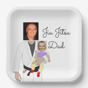Jiu Jitsu Dad Custom Photos and Handwritten Text Paper Plate