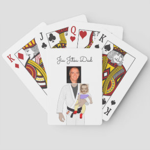Jiu Jitsu Dad Custom Photos and Handwritten Text Playing Cards