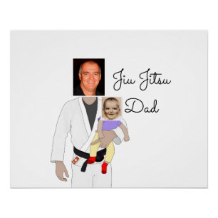 Jiu Jitsu Dad Custom Photos and Handwritten Text Poster