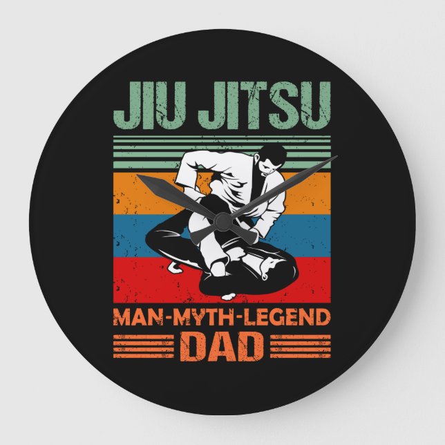 Jiu Jitsu Dad Man Legend martial arts Slogan retro Large Clock (Front)