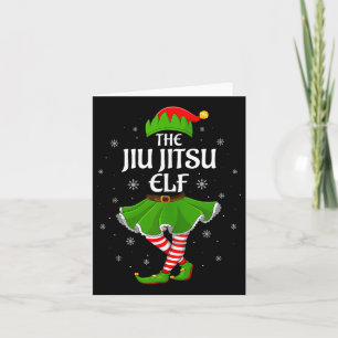 Jiu Jitsu Elf Christmas Family Girls Women Elf Squ Card