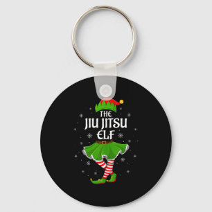 Jiu Jitsu Elf Christmas Family Girls Women Elf Squ Keychain