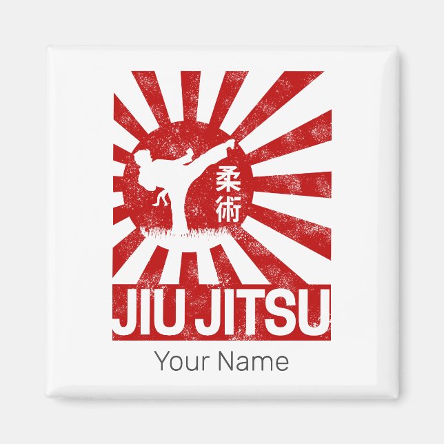 Jiu Jitsu Fighter Japanese Vintage Martial Arts Magnet (Front)