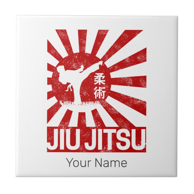 Jiu Jitsu Fighter Japanese Vintage Martial Arts Tile (Front)