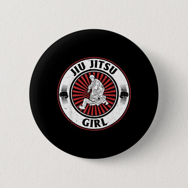 Jiu Jitsu Girl Brazilian Jiu Jitsu Fighter 2 Inch Round Button (Front)