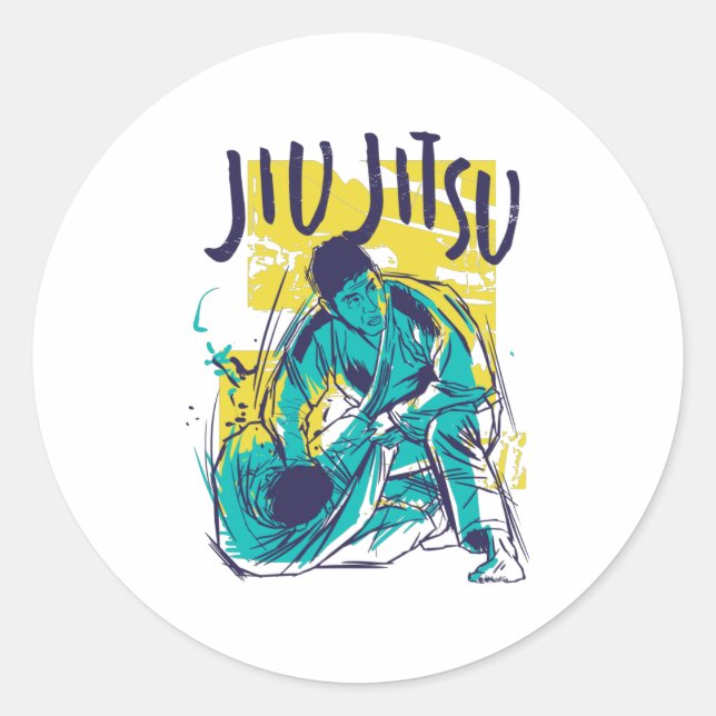 Jiu Jitsu Grunge Classic Round Sticker (Front)