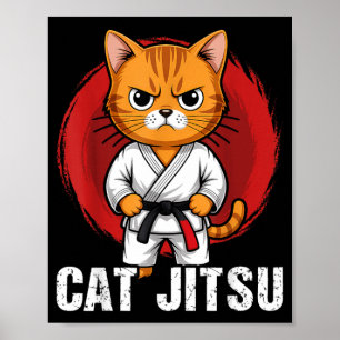 Jiu Jitsu Kawaii cat Funny BJJ or MMA Grappling Poster
