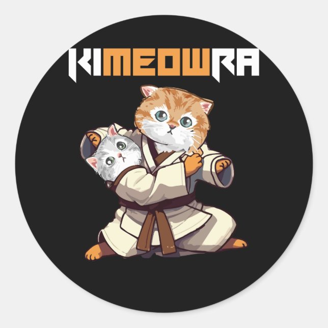 Jiu Jitsu Kimura Kimeowra Cute Kawaii Cat Lover Fu Classic Round Sticker (Front)