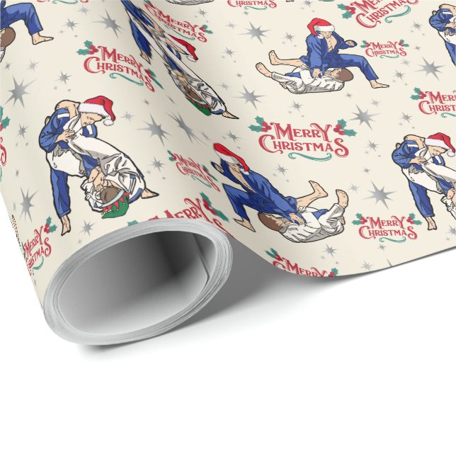 Jiu Jitsu Merry Christmas Gift Wrapping Paper (Roll Corner)