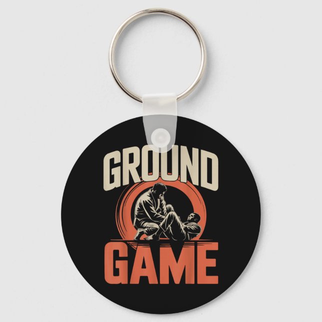 Jiu Jitsu Retro Vintage Ground Game Keychain (Front)