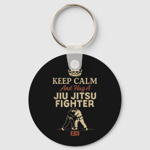Jiu Jitsu Retro Vintage Keep Calm and Hug A Jiu Keychain