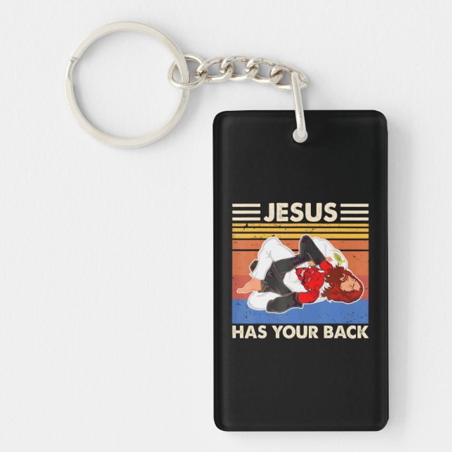 Jiu Jitsu s Jesus Has Your Back MMA Brazilian Keychain (Front)