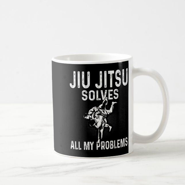 Jiu Jitsu solves problems - Funny Brazilian Jiu Coffee Mug (Right)
