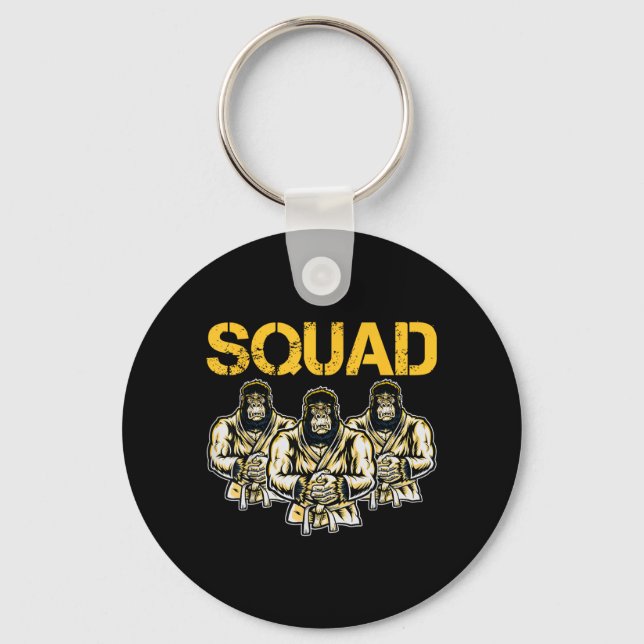 Jiu-Jitsu Squad Gorilla Team Funny Grappling Keychain (Front)