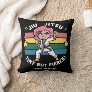Jiu Jitsu Tiny But Fierce Empower Girls Confidence Throw Pillow